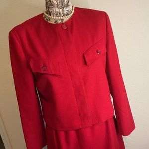 Vintage HOLIDAY 1950 RED Wool Pendleton Career Suit 10